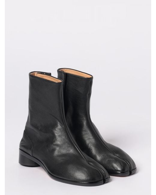 Maison Margiela Black Tabi Leather Ankle Boots By