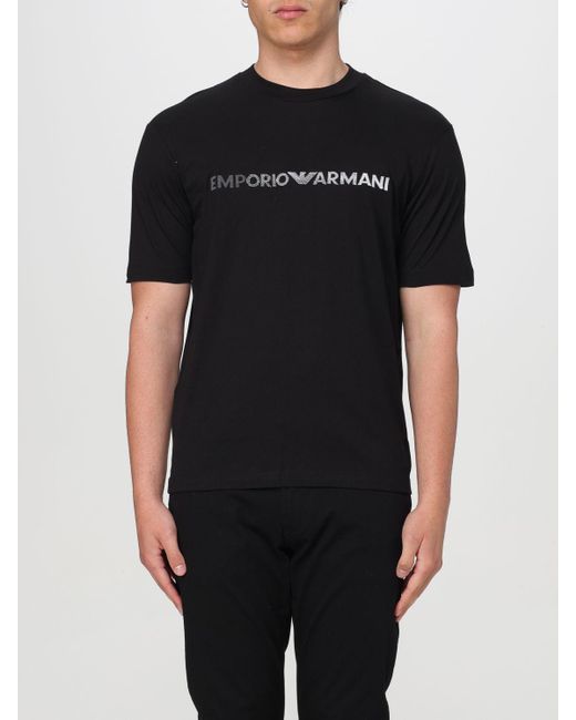 T-shirt in cotone di Emporio Armani in Black da Uomo