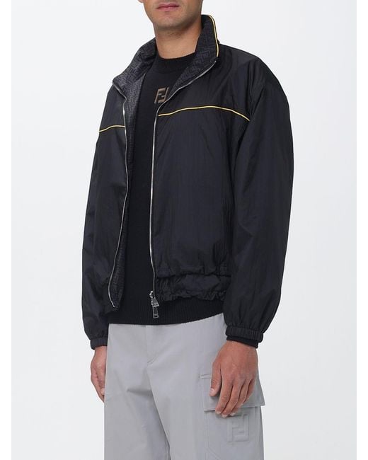 Fendi Blue Nylon Windbreaker With Hood for men