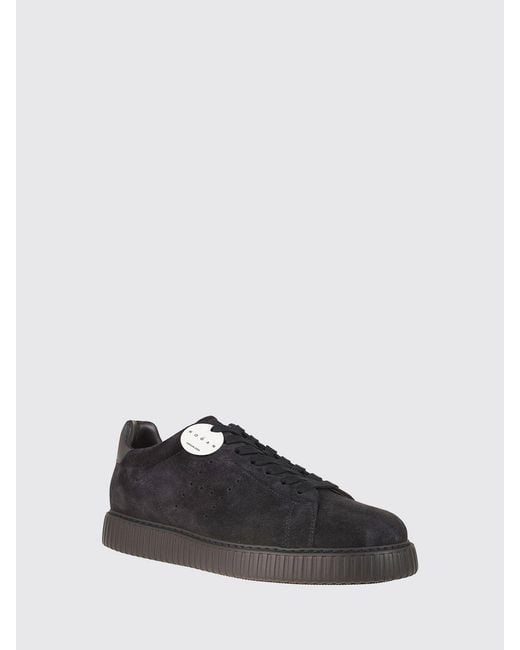 Hogan Black H-Stripes Suede Sneakers With Perforated H Logo for men