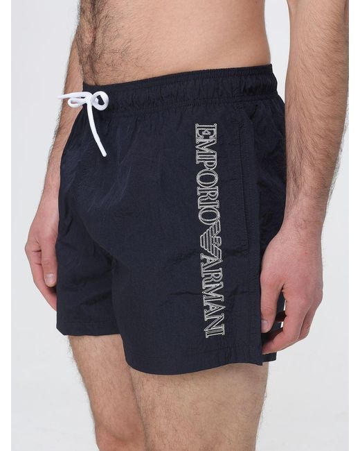 Emporio Armani Blue Nylon Boxer Swimsuit With Logo for men