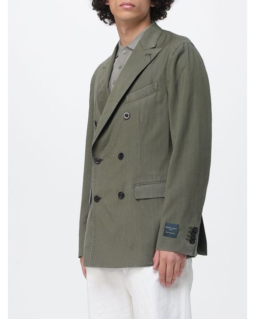 Boglioli Green Virgin Wool And Cashmere Double-Breasted Blazer for men