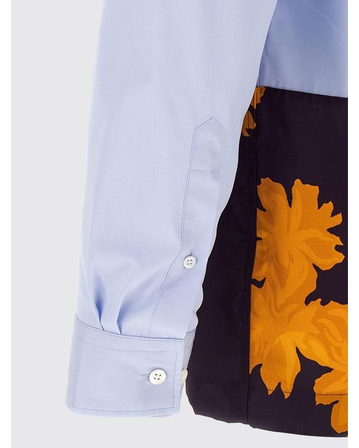 Dries Van Noten Blue Patchwork Cotton Blend Shirt for men