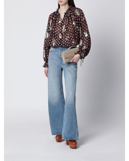 Etro Red Silk Shirt With Floral Print