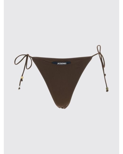Jacquemus Natural Mid-Rise Bikini Bottoms With Adjustable Side Ties