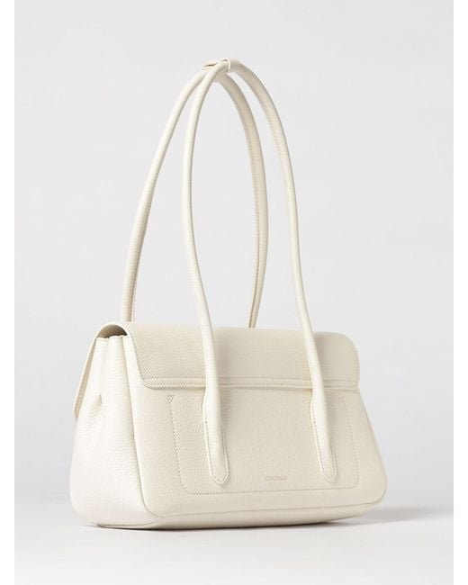 Coccinelle White C-Me Lock Hammered Leather Bag