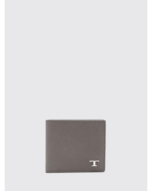 Tod's Gray T Timeless Grained Leather Wallet for men