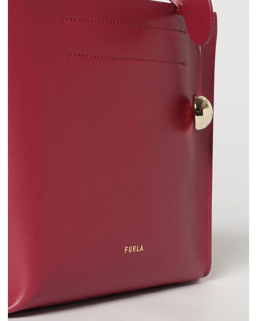 Furla Red Divide Small Tote Bag By With Double Handle And Charm