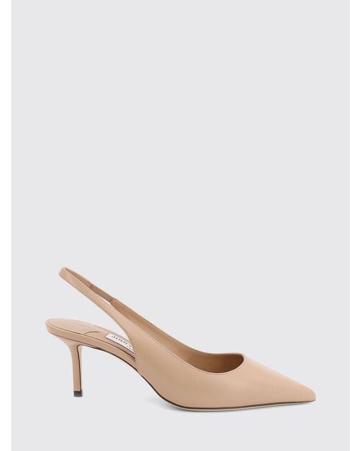 Jimmy Choo Natural Love Calfskin Leather Slingback Pumps With Mid-Stiletto Heel