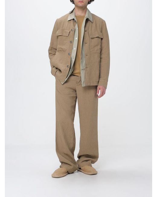 Barena Natural Wide Leg Linen Trousers for men