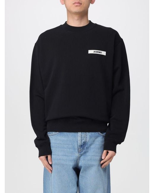 Jacquemus Blue Logo Cotton Crewneck Sweatshirt for men