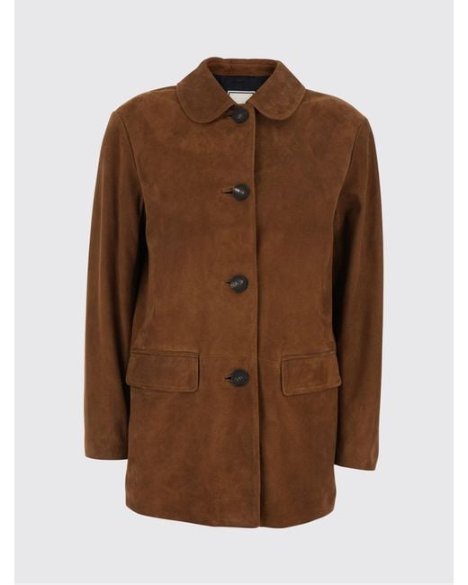 Tagliatore Brown Short Suede Lambskin Jacket With Peter Pan Collar