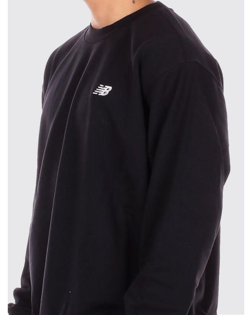 New Balance Black Cotton Crewneck Sweatshirt With Logo for men