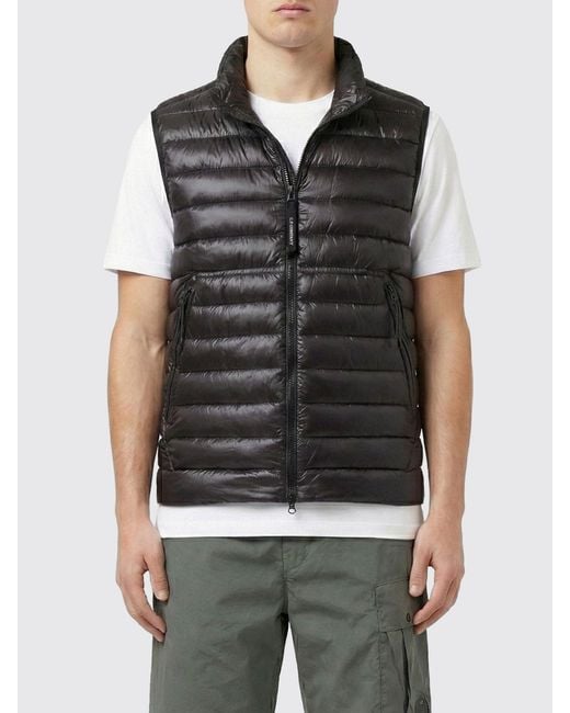 C P Company Gray Nylon Quilted Vest for men