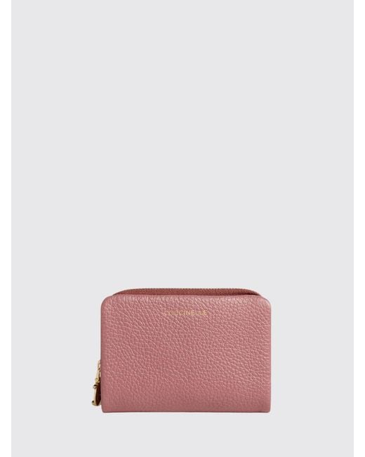 Coccinelle Pink C-Me Softy Grained Leather Bifold Wallet With Zip