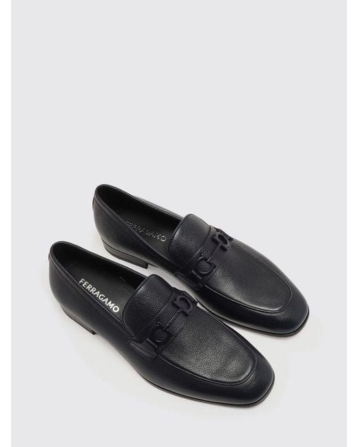 Ferragamo White Grained Leather Loafers for men