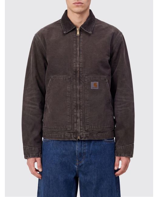 Carhartt Gray Og Arcan Cotton Shirt Jacket With Zip And Patch Pockets for men