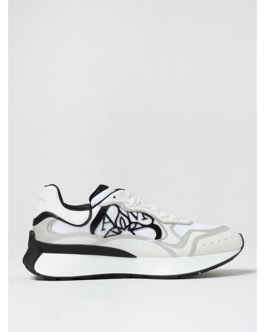Sneakers Sprint Runner in pelle e mesh di Alexander McQueen in White da Uomo