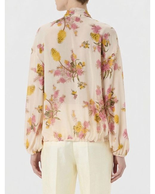 Blumarine Natural Floral Print Viscose Blouse