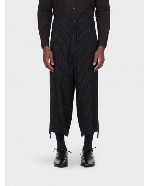 Yohji Yamamoto Black Cropped Viscose Trousers for men