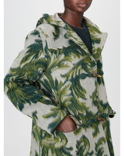 Etro Green Hooded Jacquard Wool-Blend Jacket