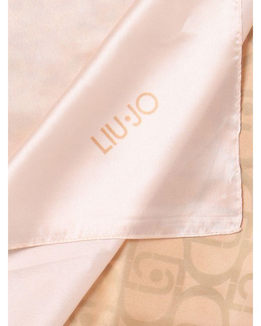 Sciarpa in tessuto satinato con monogram jacquard di Liu Jo in Pink