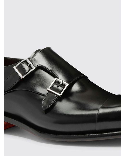 Santoni White Brushed Leather Monk Strap for men
