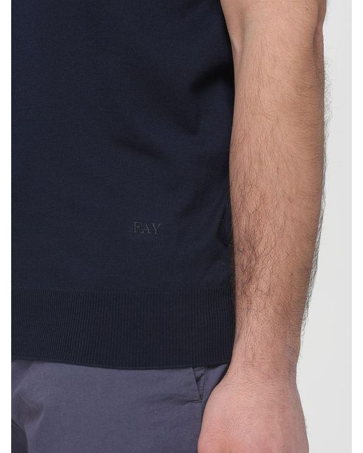 Fay Blue Cotton Crewneck Pullover for men