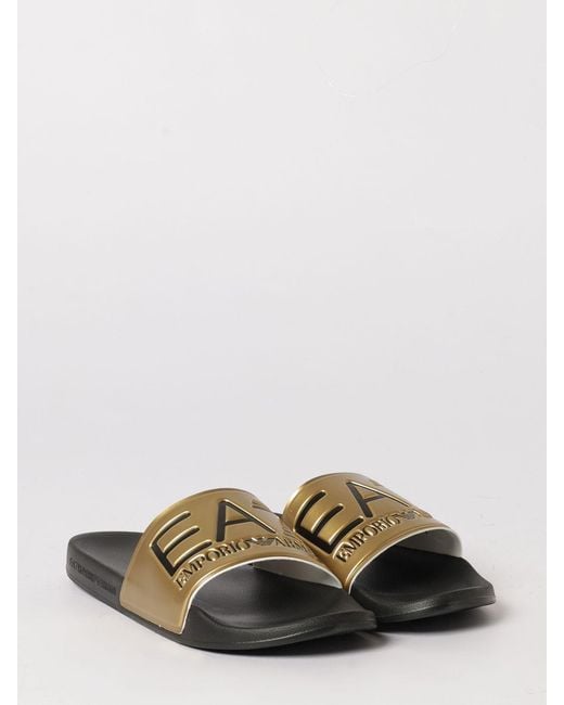 EA7 Metallic Rubber Sliders With Logo Print for men