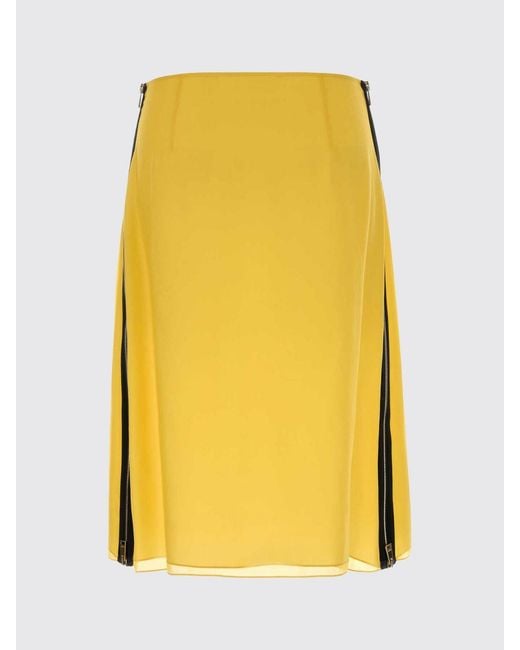 Fendi Yellow Organza Pencil Skirt With Flowers