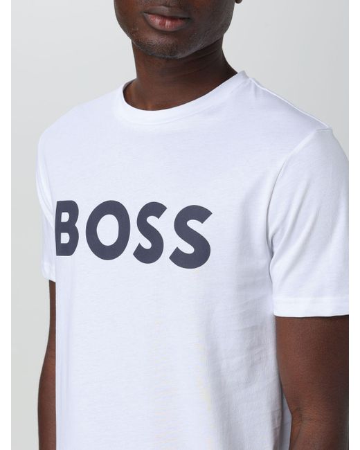 T-shirt con logo di Boss in White da Uomo