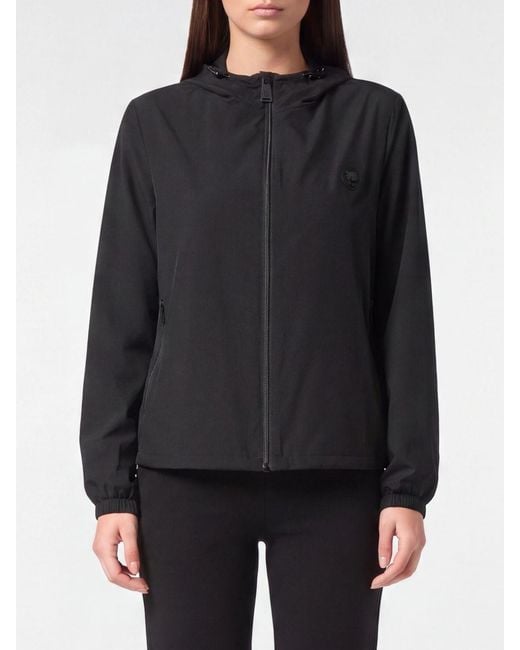 Philipp Plein Black Hooded Windbreaker Jacket