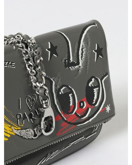 Zadig & Voltaire Gray Zadig &Amp Voltaire Rock Nano Humberto Printed Leather Bag By