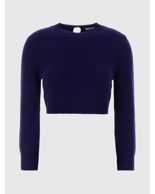 Jil Sander Blue Wool Blend Crop Knit Top
