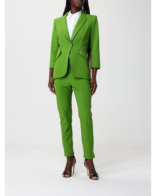 Elisabetta Franchi Green Crêpe Single Breasted Blazer