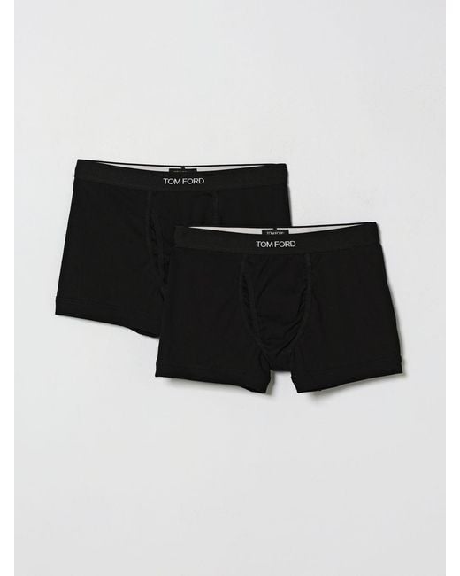 Tom Ford Black Set Of Two Stretch-Cotton Boxer Briefs With Logo Waistband for men