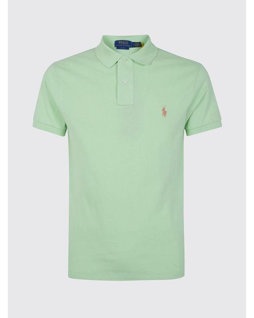 Polo Ralph Lauren Green Pony Logo Cotton Polo Shirt for men