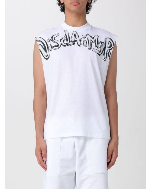 DISCLAIMER White Cotton Tank Top With Logo for men