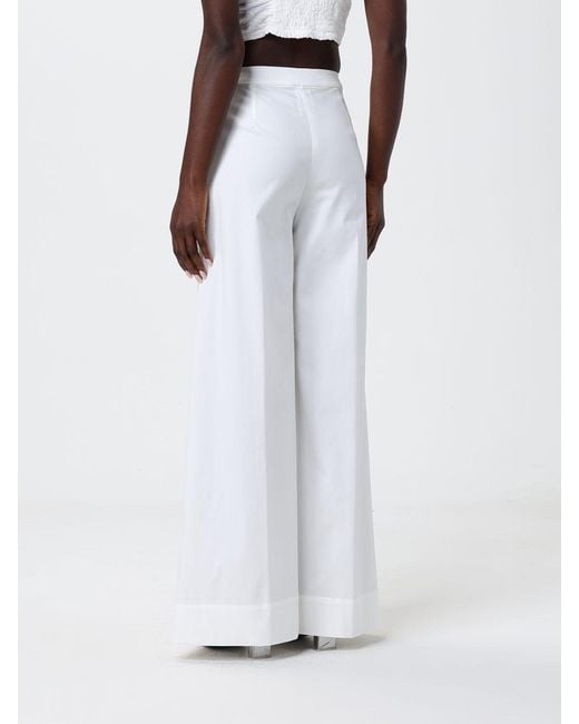 Hanita White Cotton Blend Flared Trousers