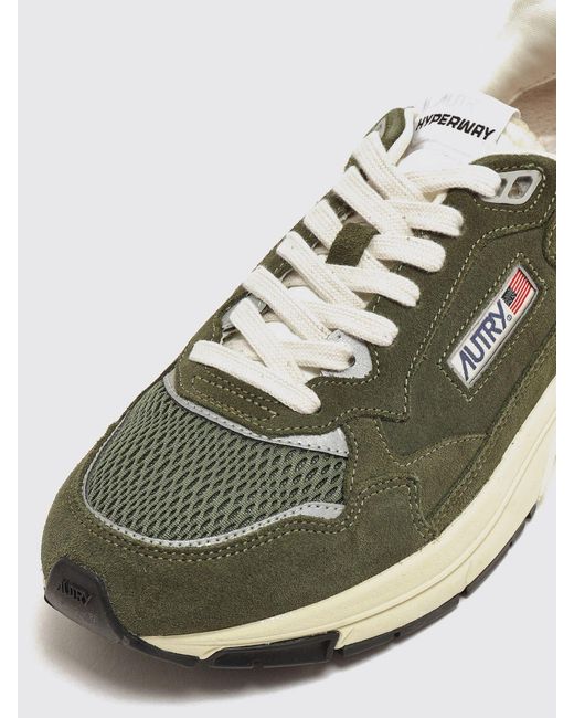Autry Green Hyperway Bicolour Leather And Mesh Low-Top Sneakers for men