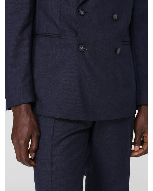 Boss Blue Virgin Wool Double-Breasted Dress for men