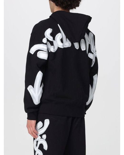 DISCLAIMER Blue Zip-Up Cotton Hoodie With Printed Logo for men