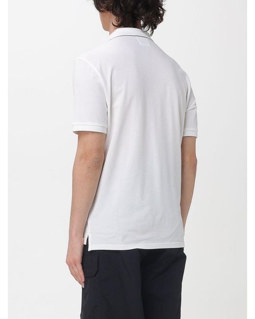 C P Company White Cotton Polo Shirt With Mini Logo for men