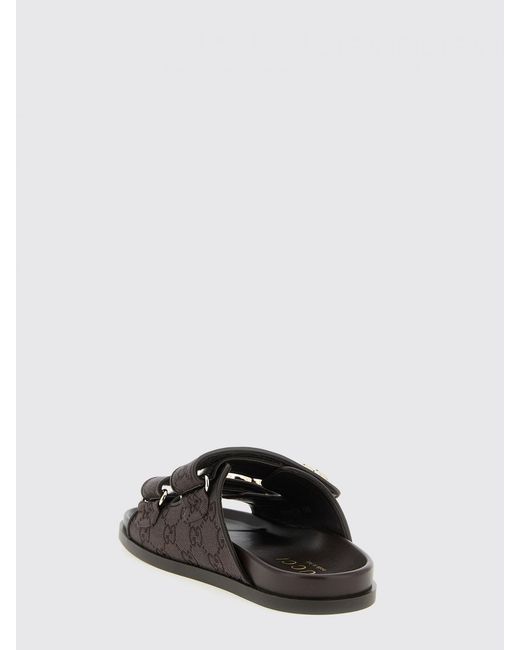 Gucci Black Gg Jacquard Monogram Canvas Sandals