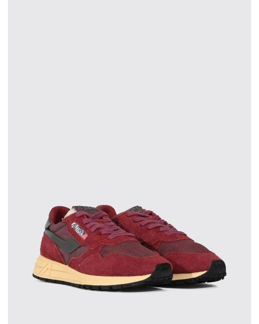 Autry Pink Reelwind Nylon And Suede Sneakers With Serrated Sole
