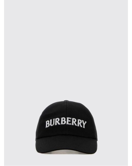 Burberry Black Cotton Twill Hat With Embroidered Logo