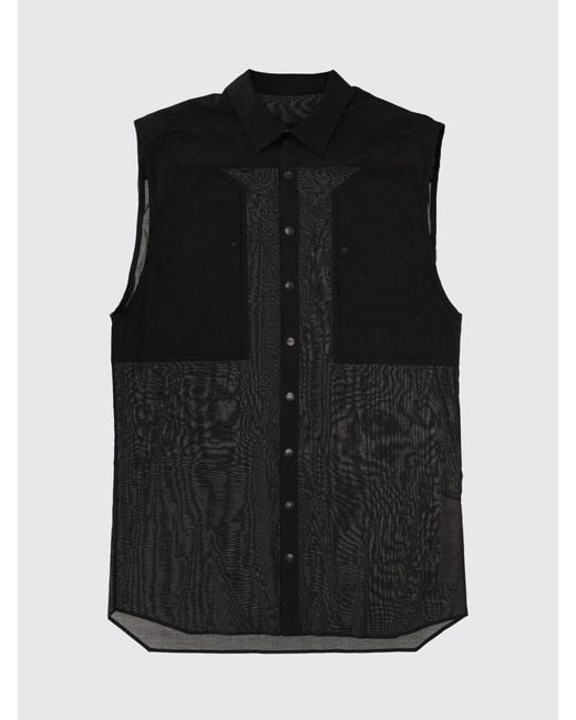 Rick Owens Black Sleeveless Cotton Shirt for men