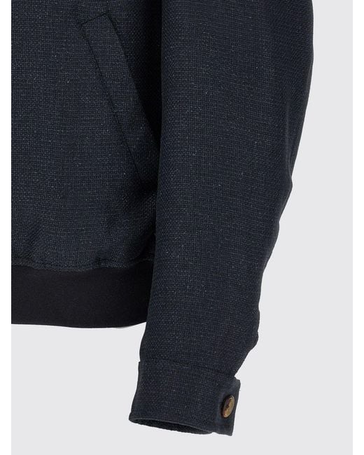 Brunello Cucinelli Blue Silk And Linen Bomber Jacket for men