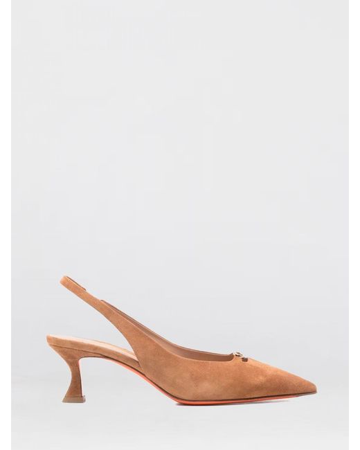 Santoni Pink Suede Slingbacks