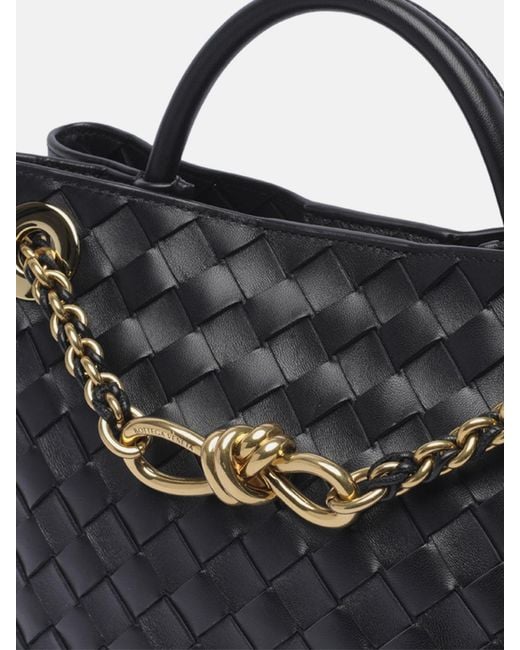 Bottega Veneta Blue Andiamo Intrecciato Lambskin Handbag